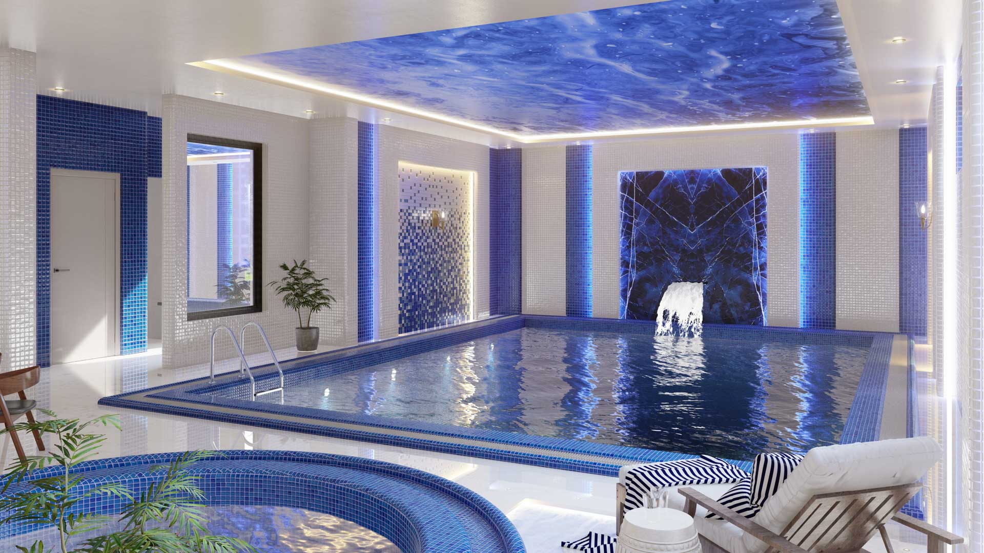 Modern villa pool design 3D visualization – damavand august 2022