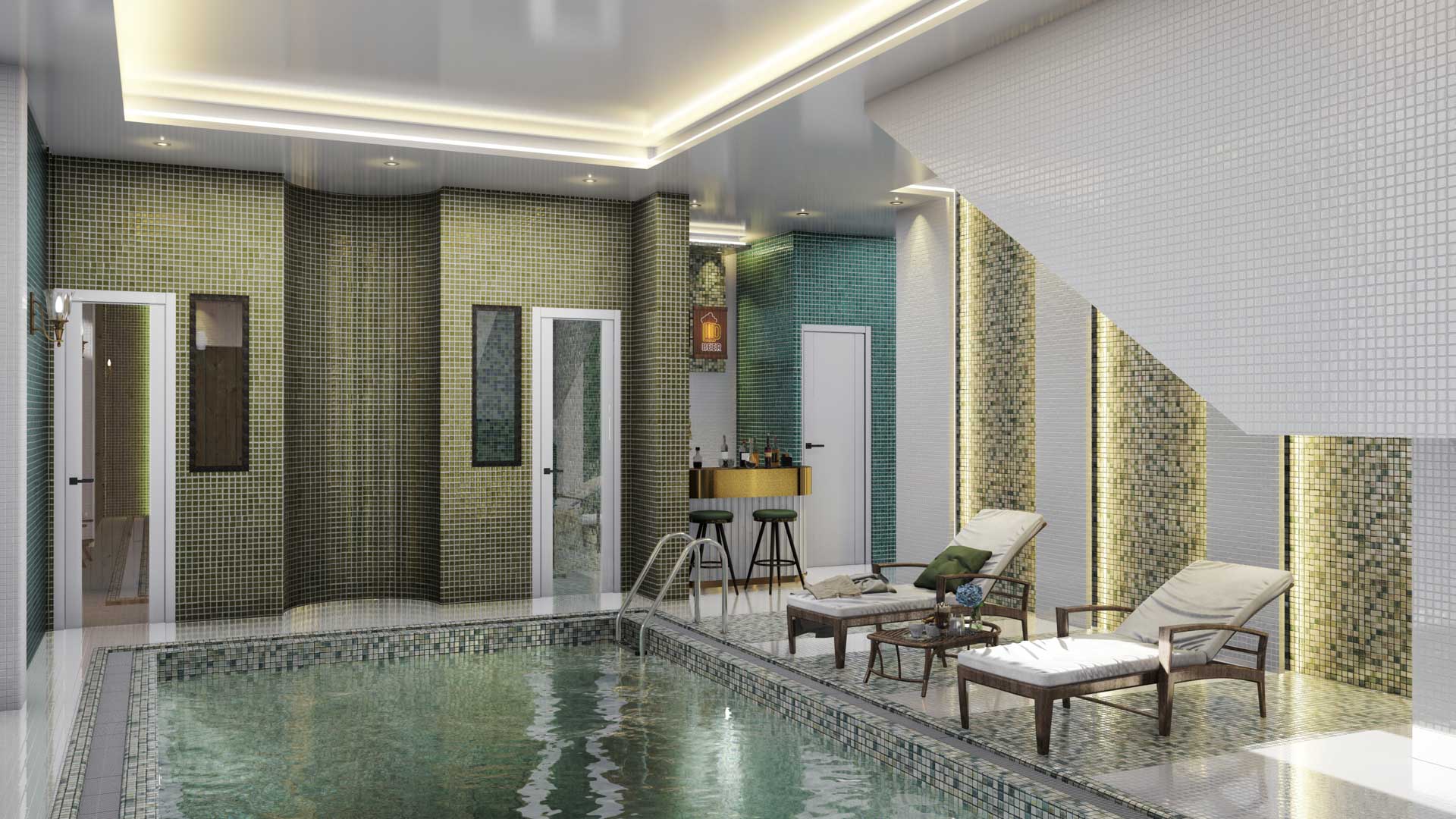 Modern villa pool design 3D visualization – lumion render - damavand august 2022