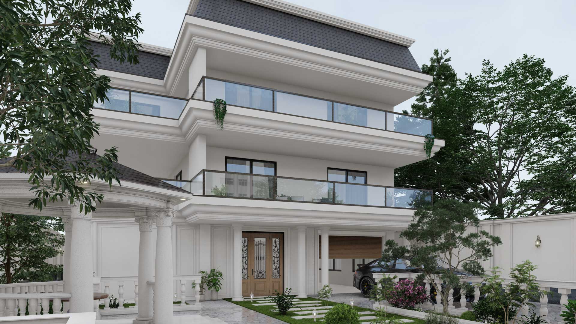 Neoclassic exterior design 3D visualization – lumion render - damavand december 2022