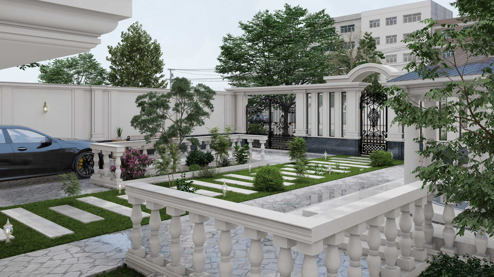 Neoclassic exterior design 3D visualization – lumion render - damavand december 2022