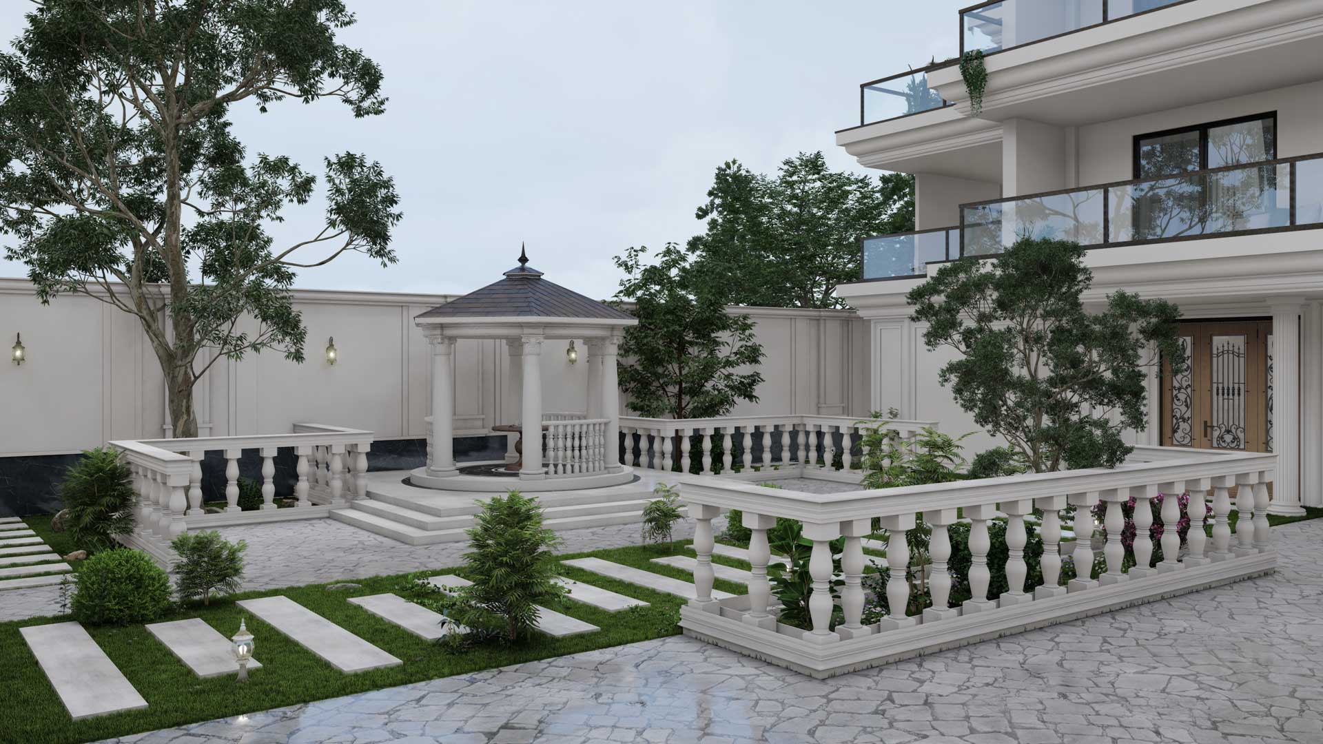 Neoclassic exterior design 3D visualization – lumion render - damavand december 2022