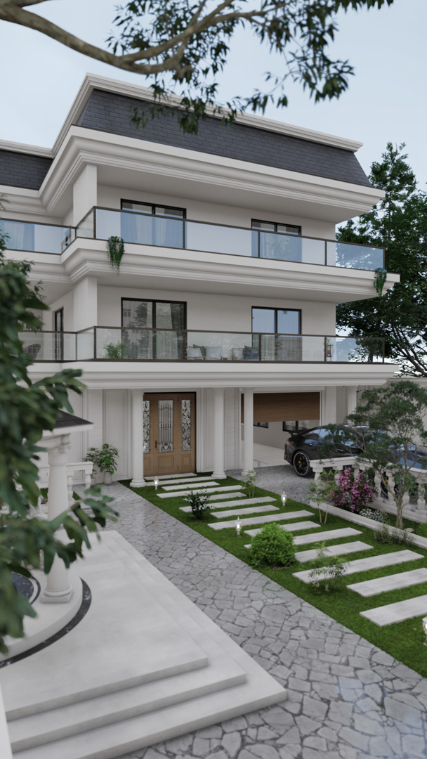 Neoclassic exterior design 3D visualization – lumion render - damavand december 2022