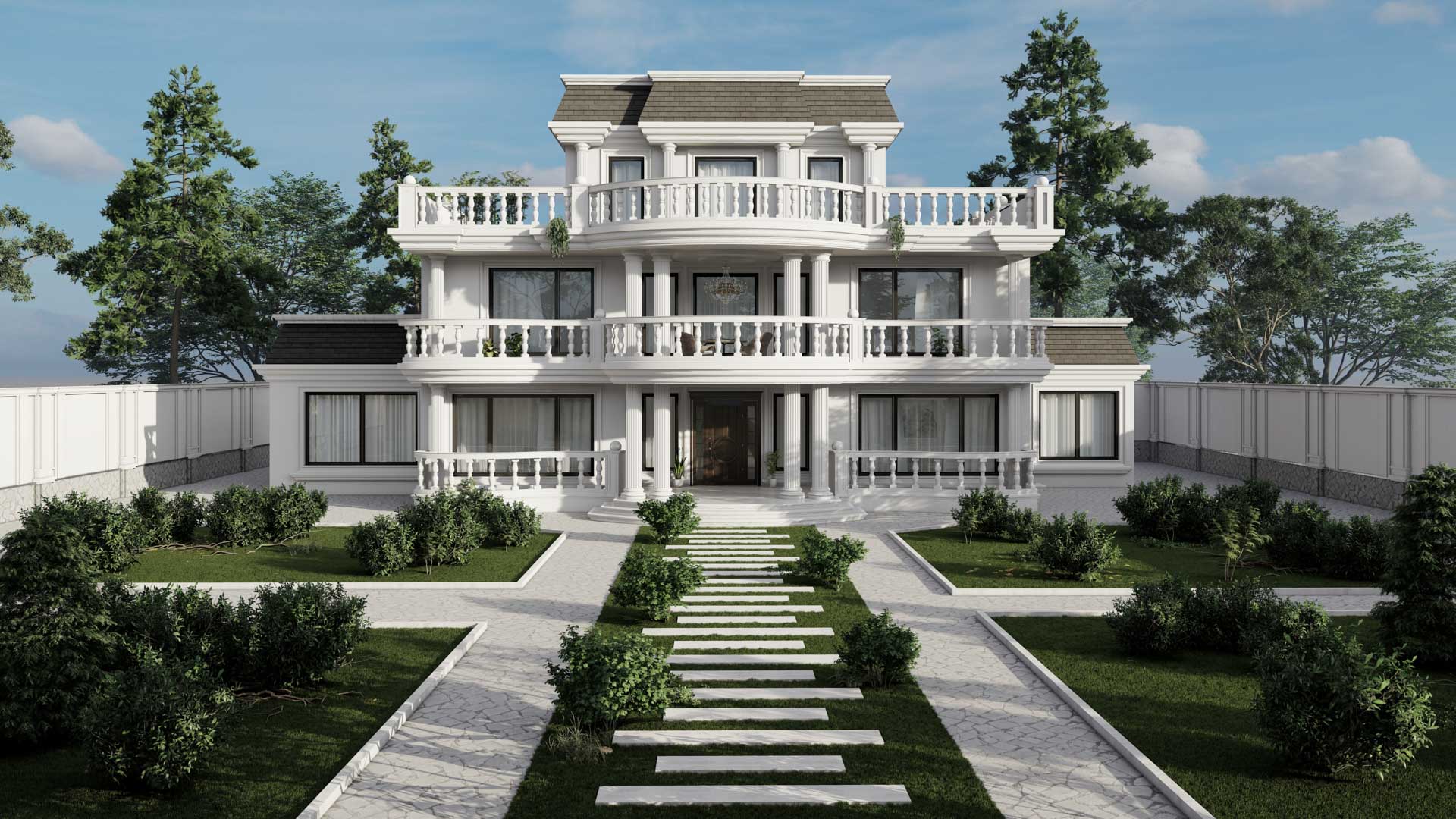 Classic exterior design 3D visualization – lumion render - sarvelat january 2023