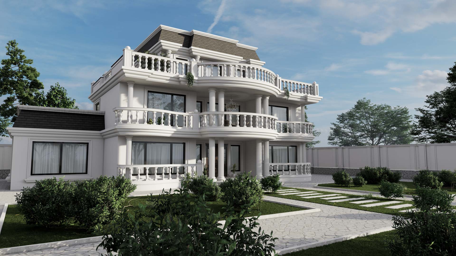 Classic exterior design 3D visualization – lumion render - sarvelat january 2023